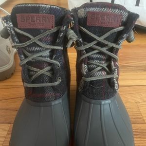 flannel sperry boots